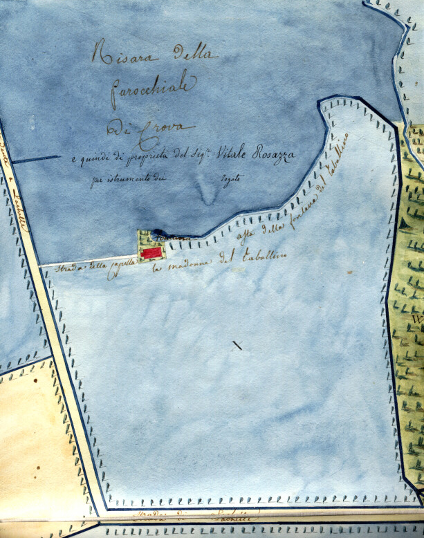 Mappa della Chiesetta della Madonna del Tabalino durante l'allagamento delle risaie